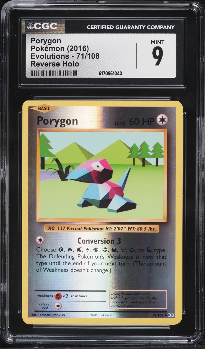 2016 Pokemon XY Evolutions Reverse Holo Porygon #71 CGC 9 MINT