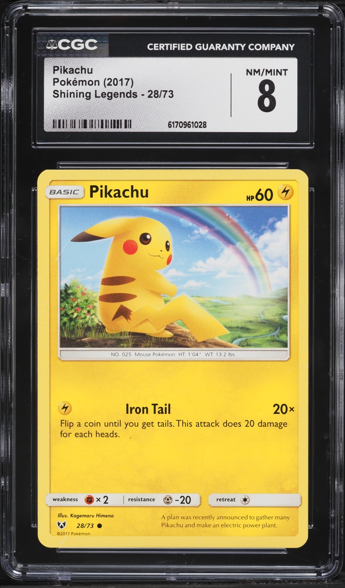 2017 Pokemon Sun & Moon Shining Legends Pikachu #28 CGC 8 NM-MT