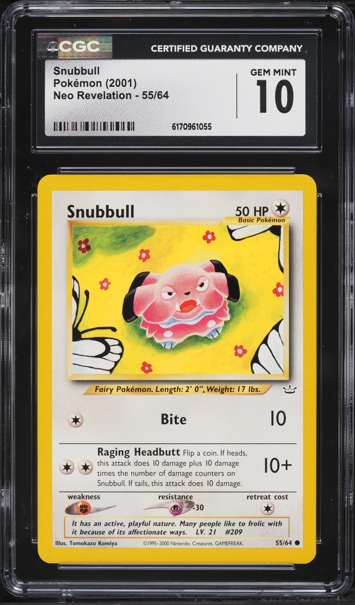 2001 Pokemon Neo Revelation Snubbull #55 CGC 10 GEM MINT