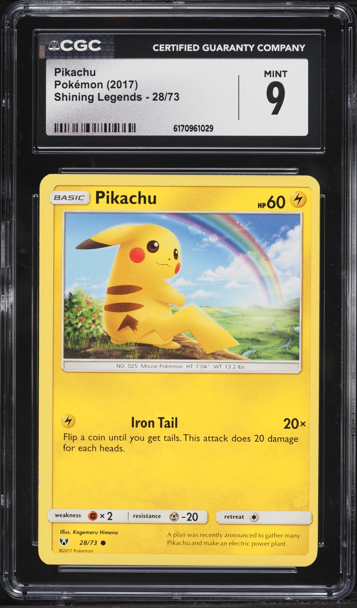 2017 Pokemon Sun & Moon Shining Legends Pikachu #28 CGC 9 MINT
