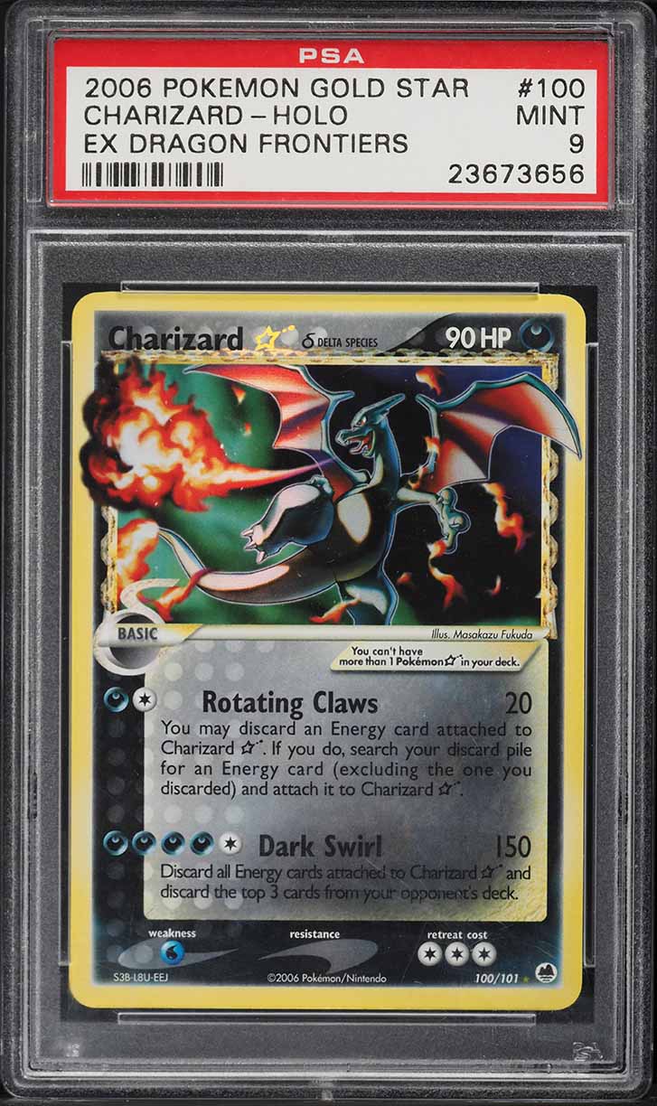 2006 Pokemon EX Dragon Frontiers Holo Charizard Gold Star #100 PSA 9 MINT