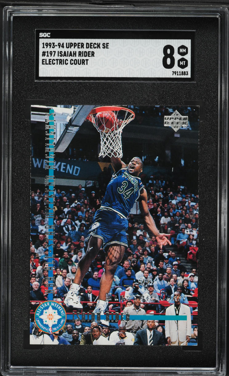 1993 Upper Deck SE Electric Court Isaiah Rider ROOKIE #197 SGC 8 NM-MT ...