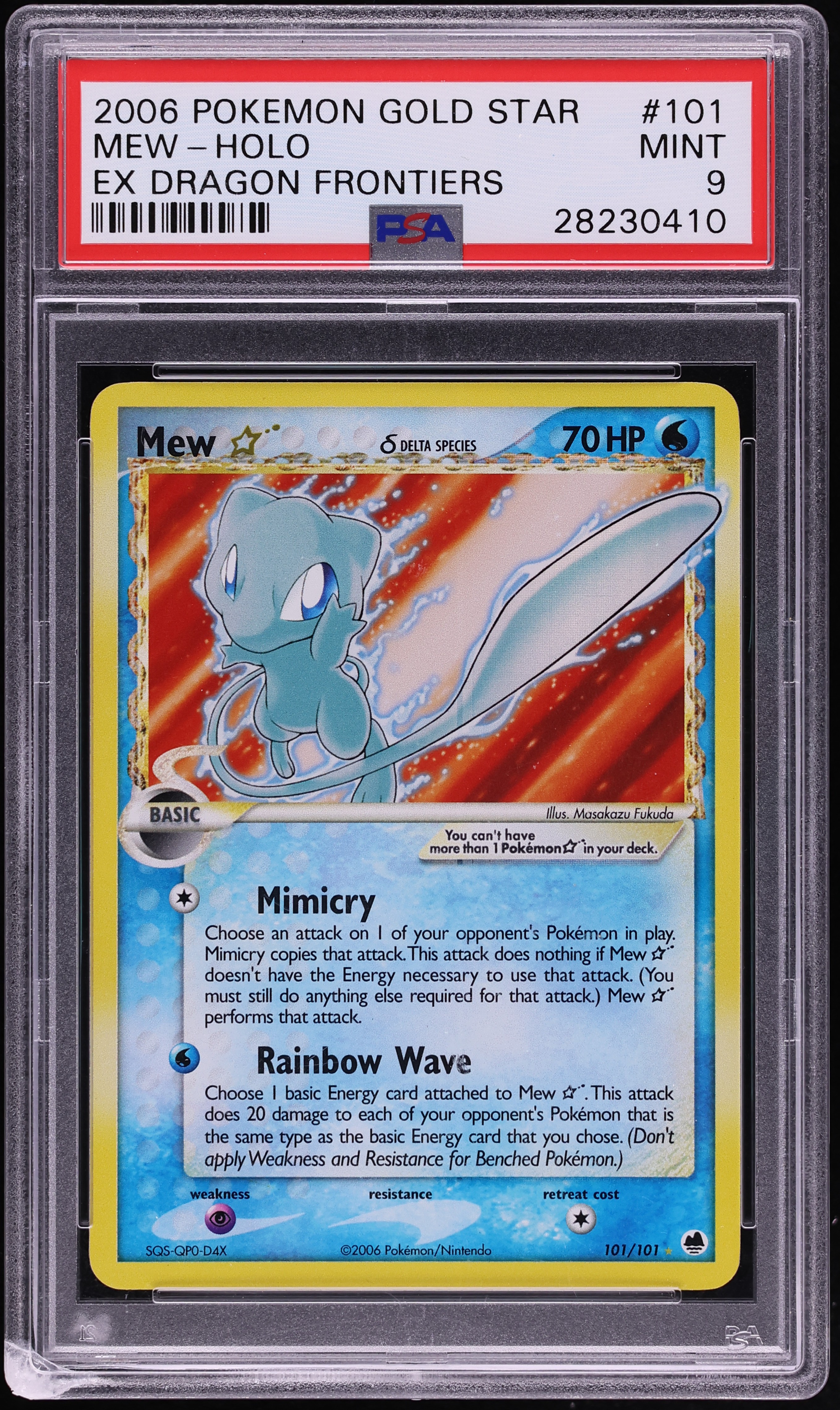 2006 Pokemon EX Dragon Frontiers Holo Mew Gold Star #101 PSA 9 MINT