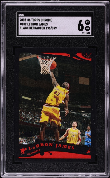 2005 Topps Chrome Black Refractor LeBron James /399 #102 SGC 6