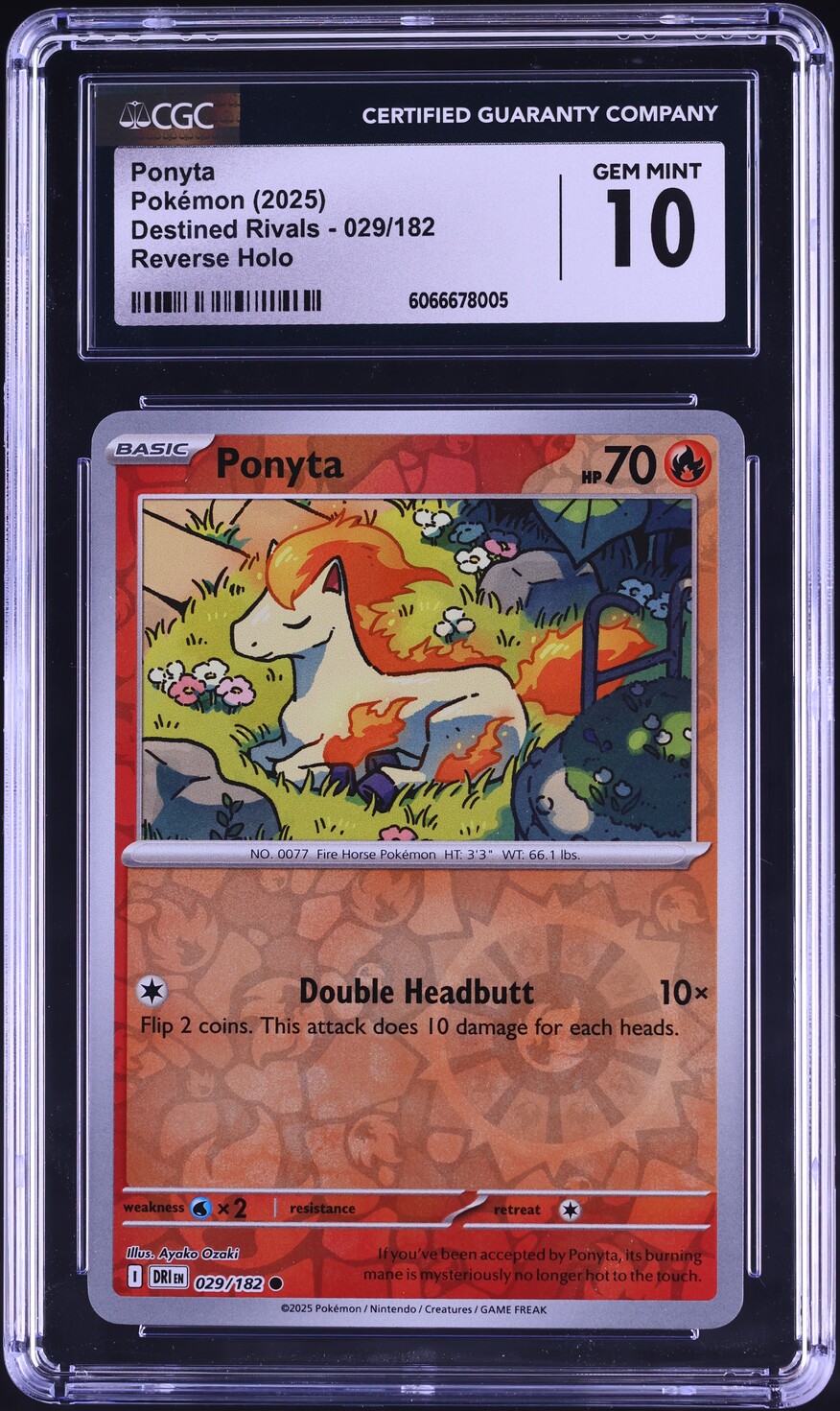 2025 Pokemon SV Destined Rivals Reverse Holo Ponyta #29 CGC 10 GEM MINT