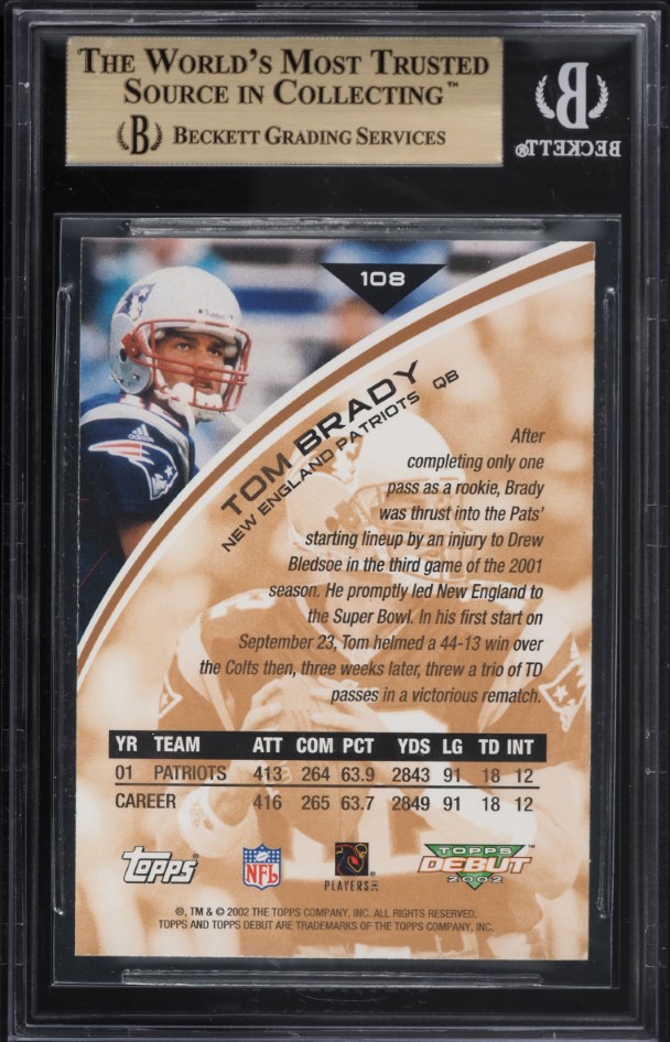 2002 Topps Debut Tom Brady #108 BGS 9.5 GEM MINT