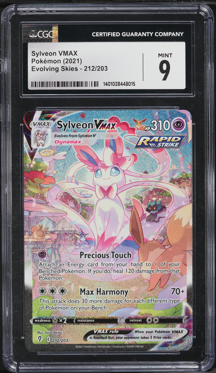 2021 Pokemon SWSH Evolving Skies Alt Art Sylveon VMAX #212 CGC 9 MINT