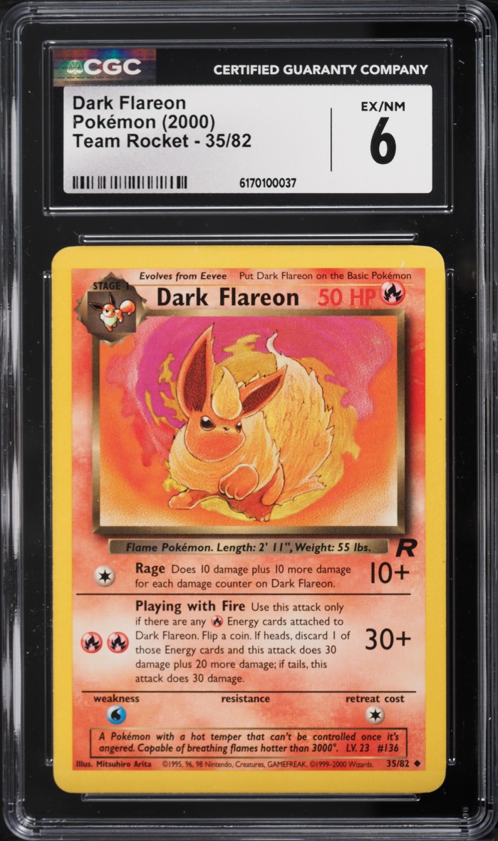2000 Pokemon Team Rocket Dark Flareon #35 CGC 6 EXMT