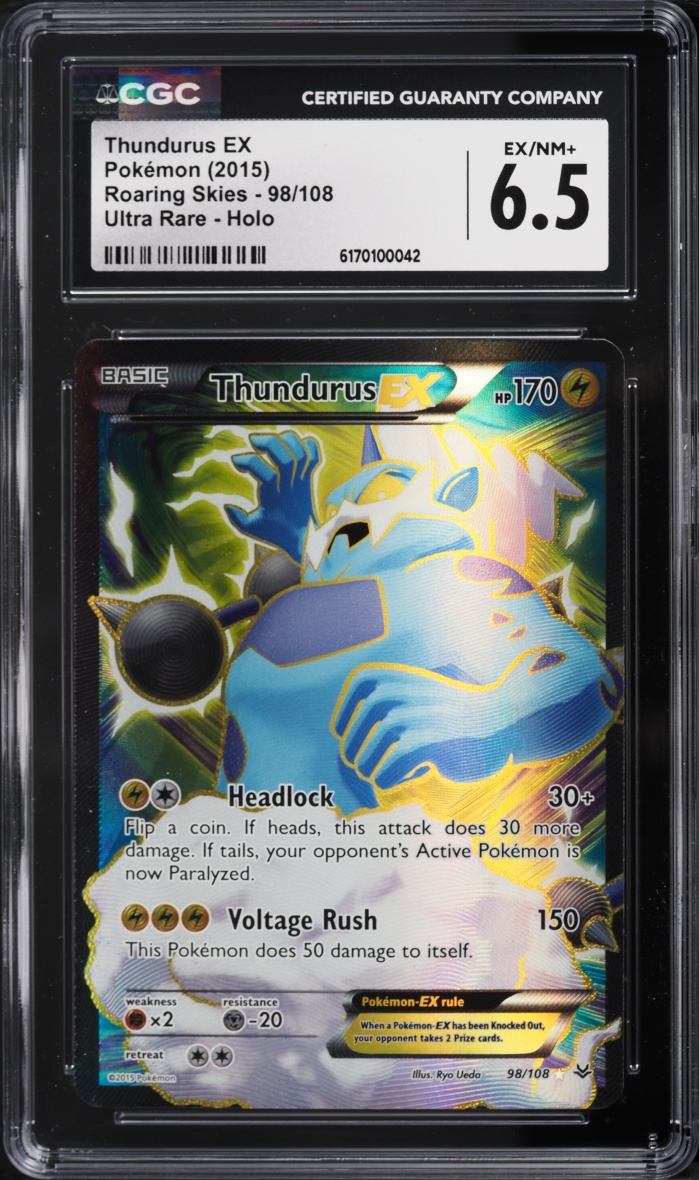 2015 Pokemon XY Roaring Skies Full Art Thundurus EX #98 CGC 6.5 EXMT+