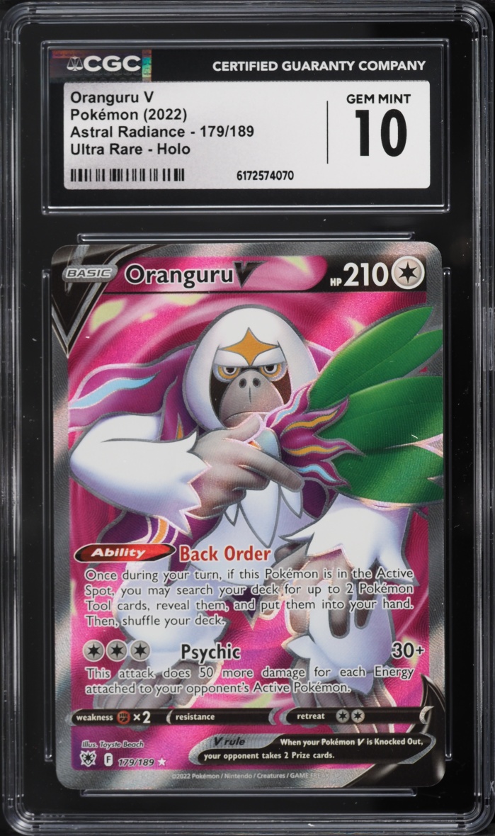 2022 Pokemon Sword & Shield Astral Radiance Full Art Oranguru V #179 CGC 10 GEM MINT