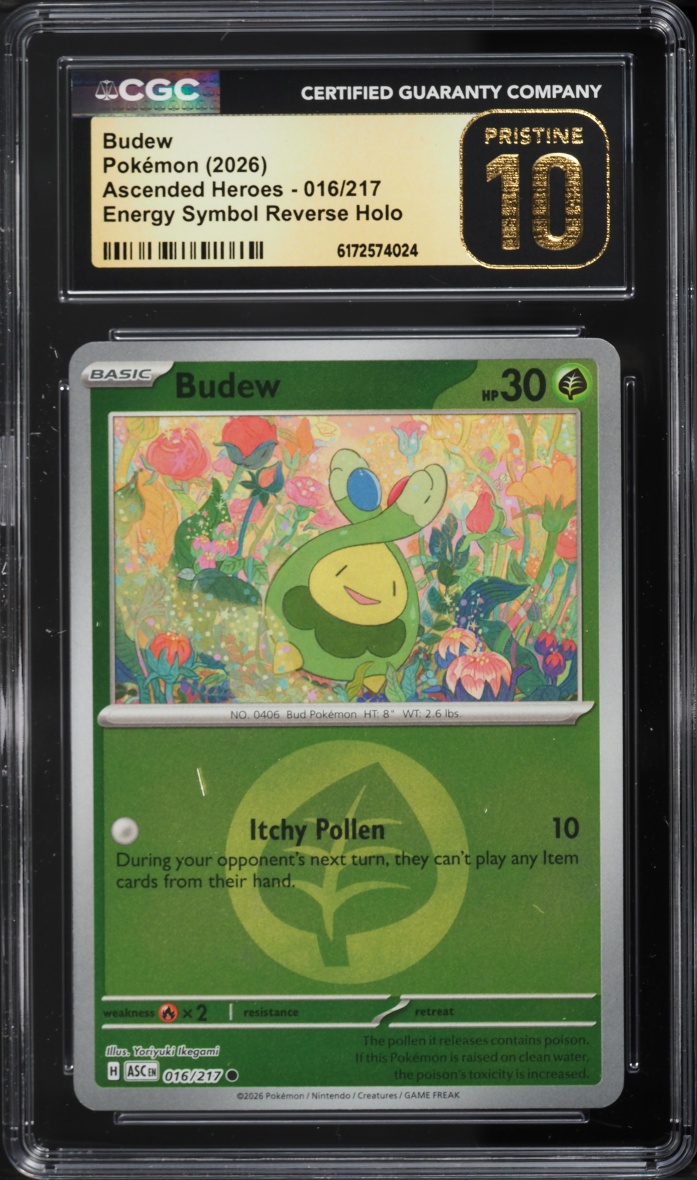2026 Pokemon Mega Ascended Heroes Energy Symbol Reverse Holo Budew #016 CGC 10 PRISTINE