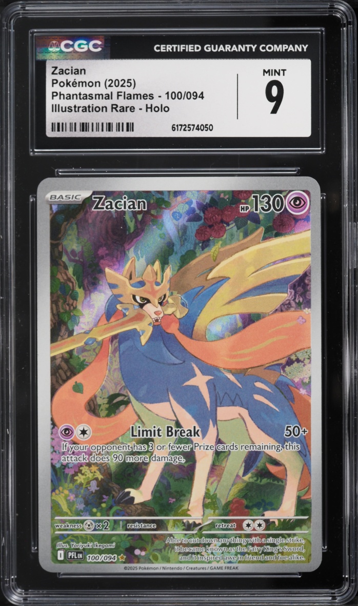 2025 Pokemon Mega Evolution Phantasmal Flames IR Zacian #100 CGC 9 MINT