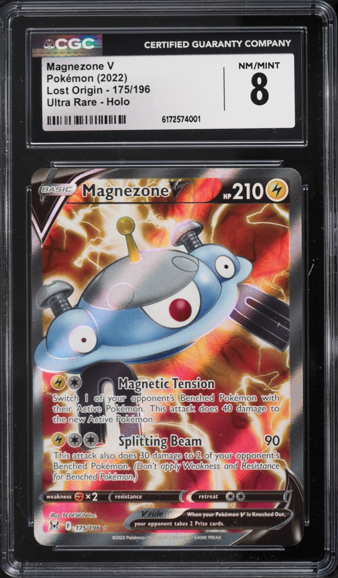 2022 Pokemon Sword & Shield Lost Origin Full Art Magnezone V #175 CGC 8 NM-MT