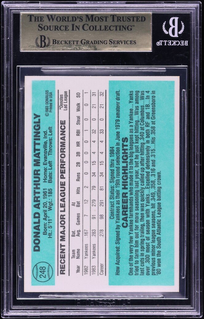 1984 Donruss Don Mattingly ROOKIE #248 BGS 9.5 GEM MINT