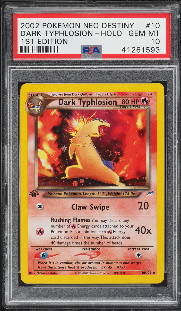 2002 Pokemon Neo Destiny 1st Edition Holo Dark Typhlosion #10 PSA 10 GEM MINT