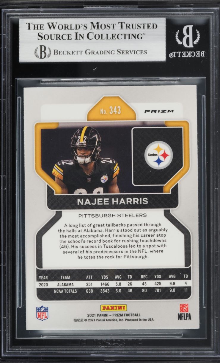 2021 Panini Prizm Neon Green Pulsar Najee Harris ROOKIE #343 BGS 9 MINT