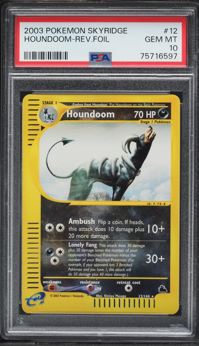 2003 Pokemon Skyridge Reverse Holo Houndoom #12 PSA 10 GEM MINT