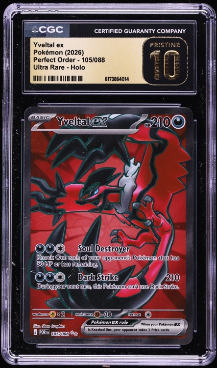 2026 Pokemon Mega Evolution Perfect Order Full Art Yveltal Ex #105 CGC 10 PRISTINE