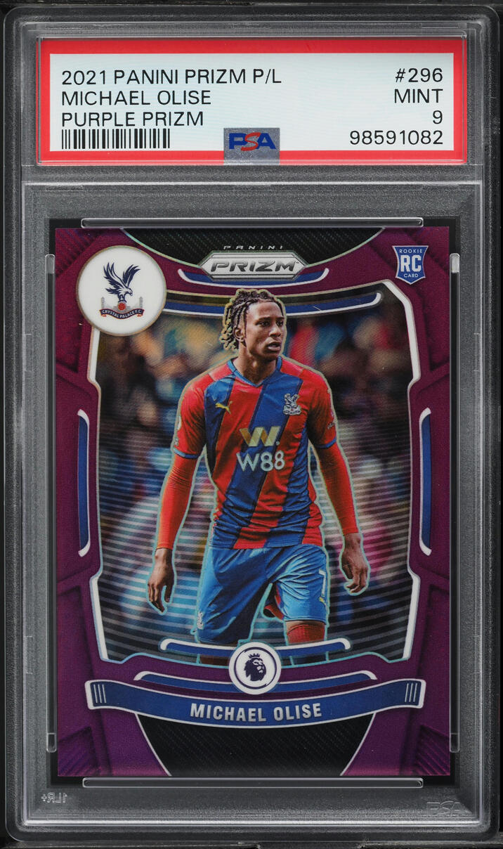 2021 Panini Prizm Premier League Purple Michael Olise ROOKIE /99 #296 PSA 9 MINT
