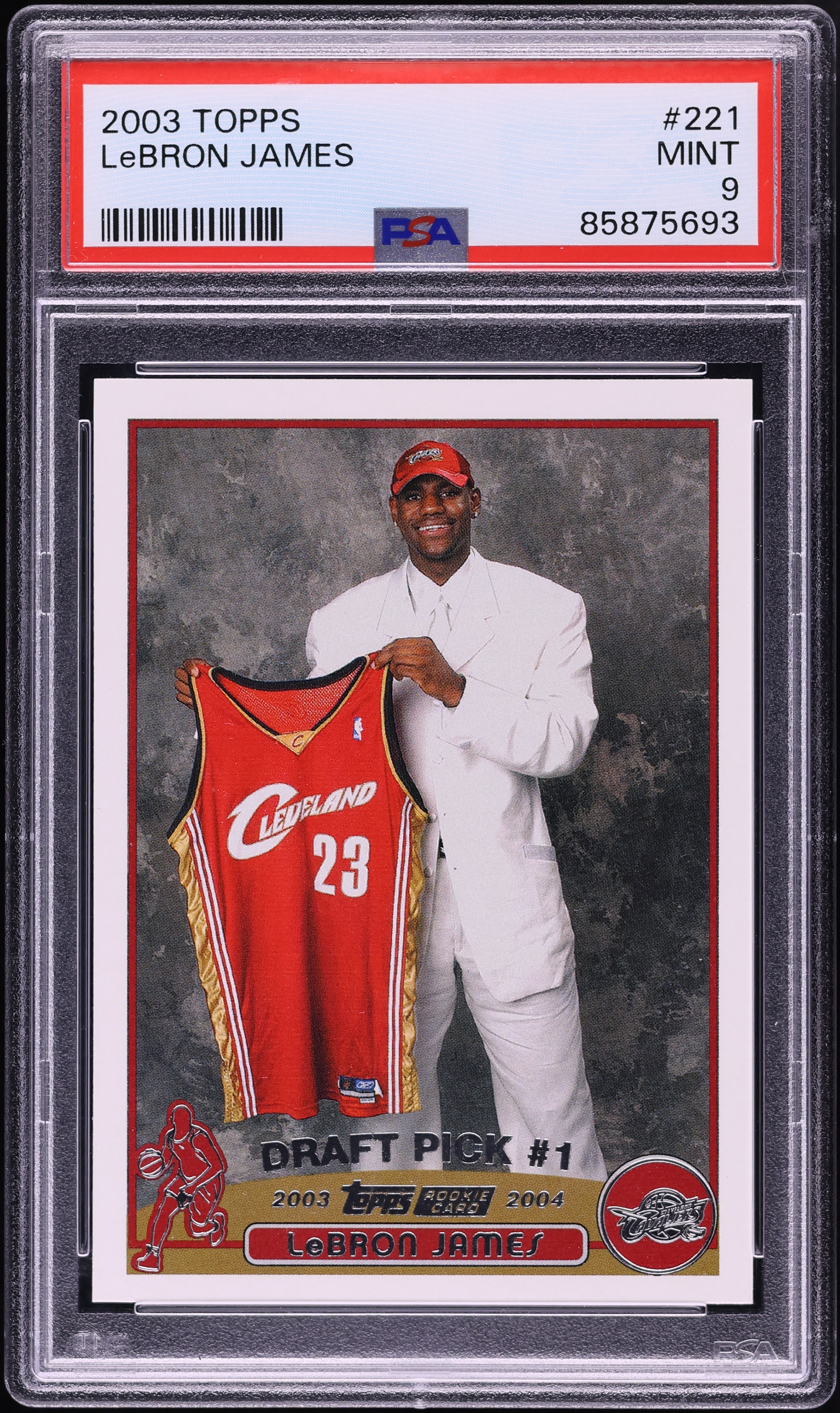 2003 Topps Draft Pick LeBron James ROOKIE #221 PSA MINT on