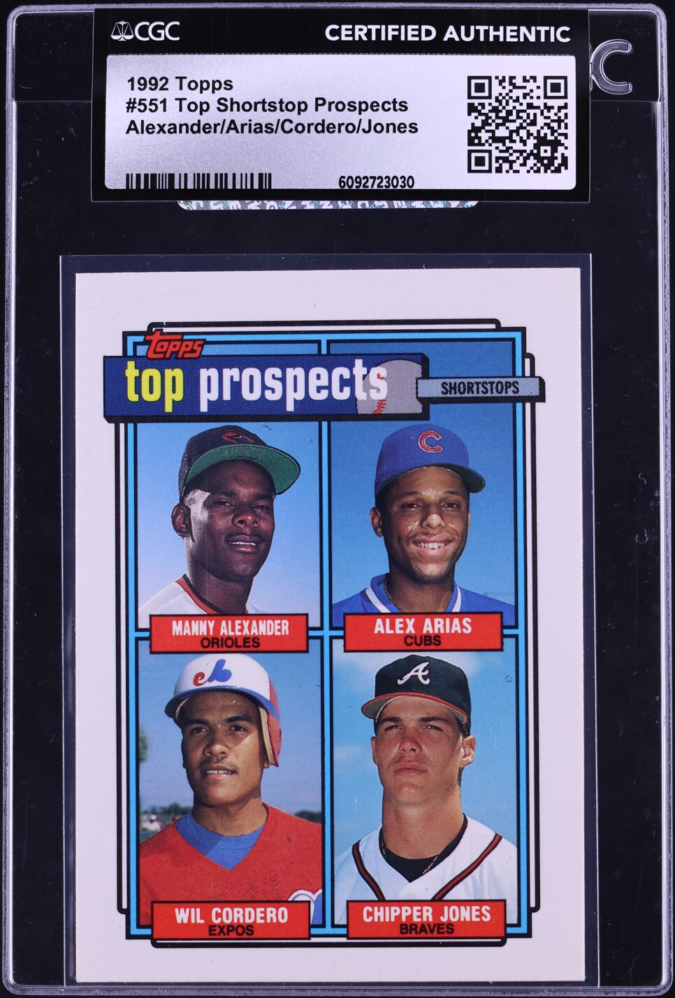 1992 Topps Prospects Chipper Jones Arias Alexander Cordero ROOKIE #551 CGC AUTH