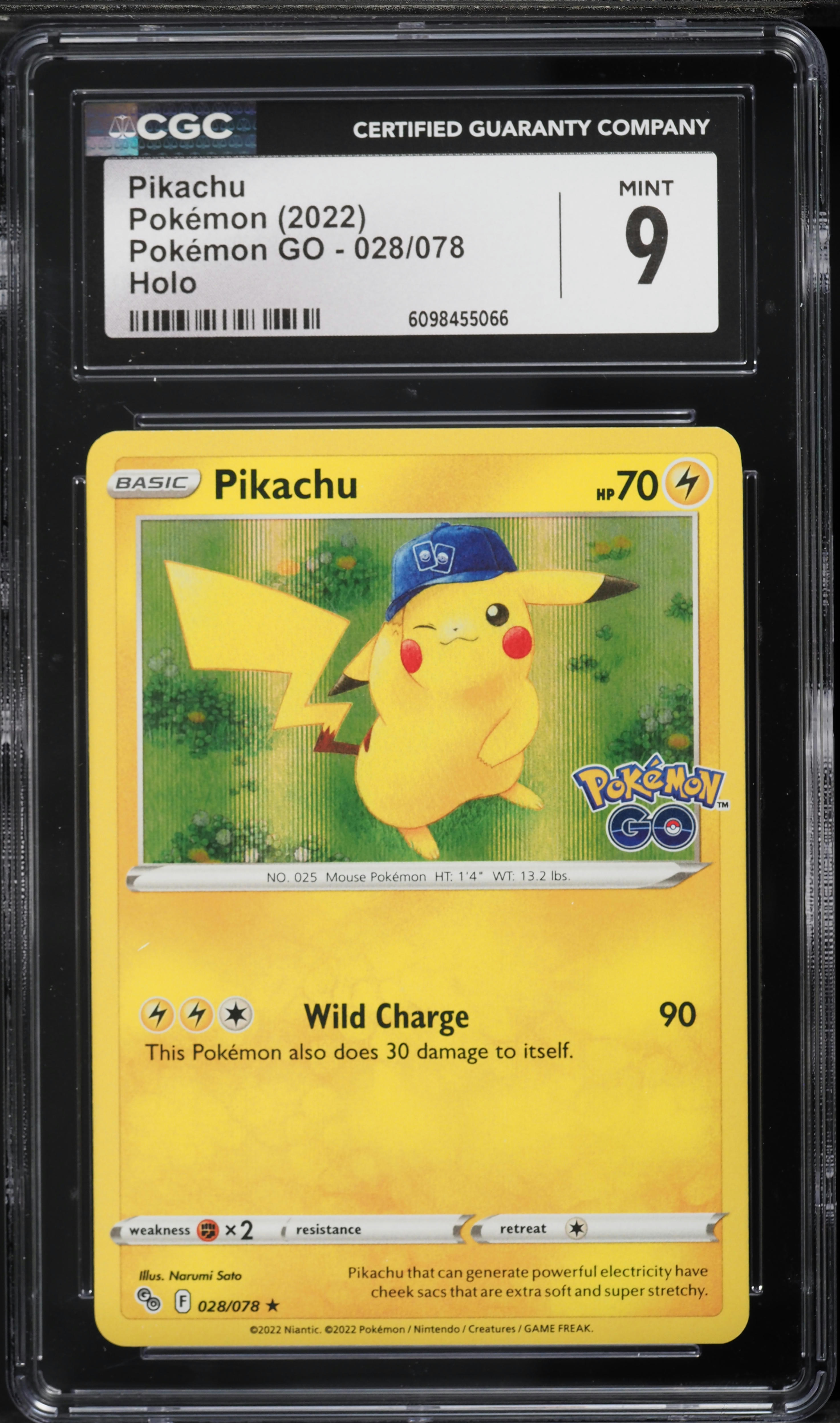 2022 Pokemon Sword & Shield Pokemon GO Holo Pikachu #28 CGC 9 MINT
