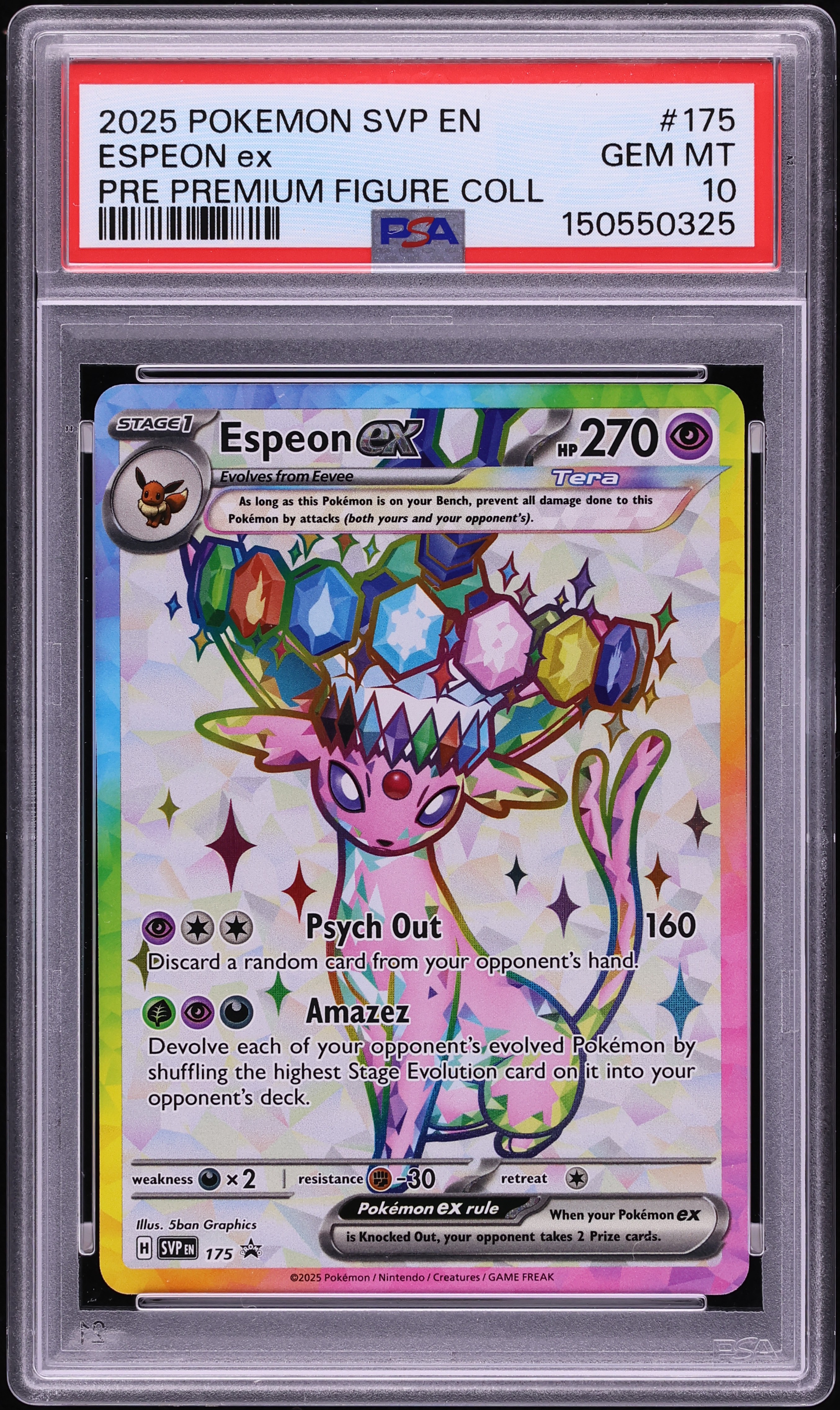 2025 Pokemon SV Promo Prismatic Evolutions Premium Figure Full Art Espeon ex #175 PSA 10 GEM