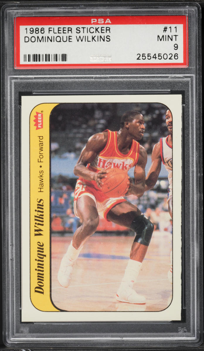 1986 Fleer Sticker Dominique Wilkins ROOKIE #11 PSA 9 MINT