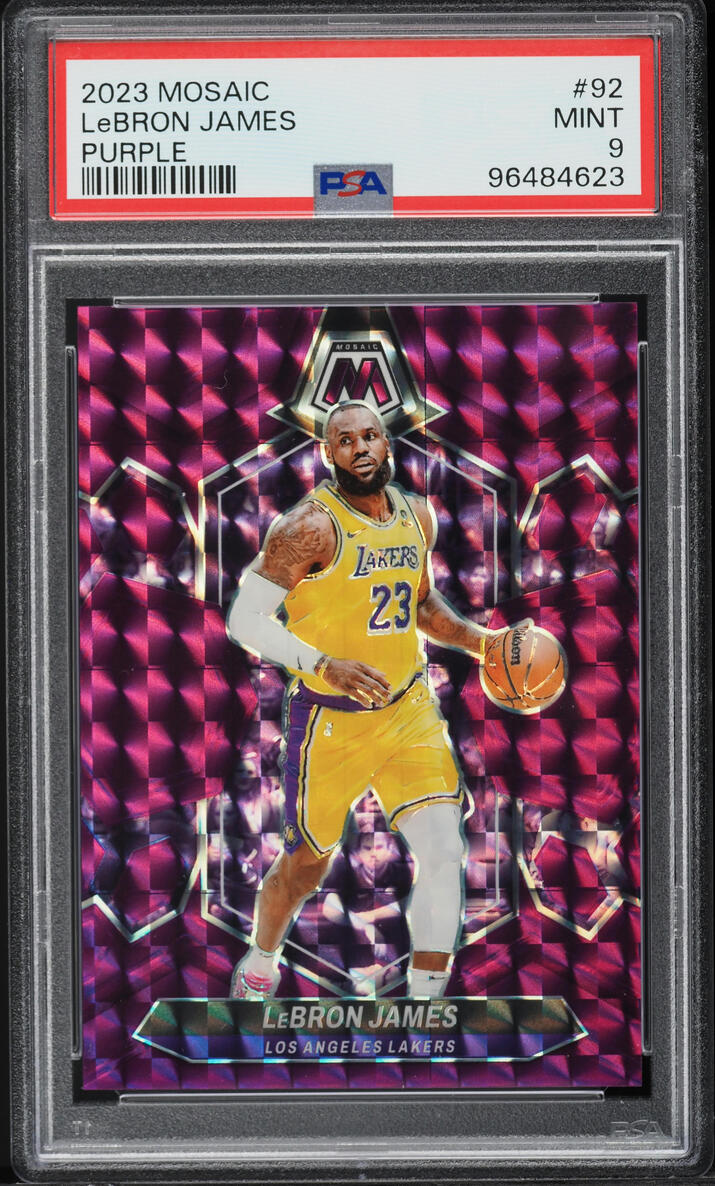 2023 Panini Mosaic Purple LeBron James /99 #92 PSA 9 MINT