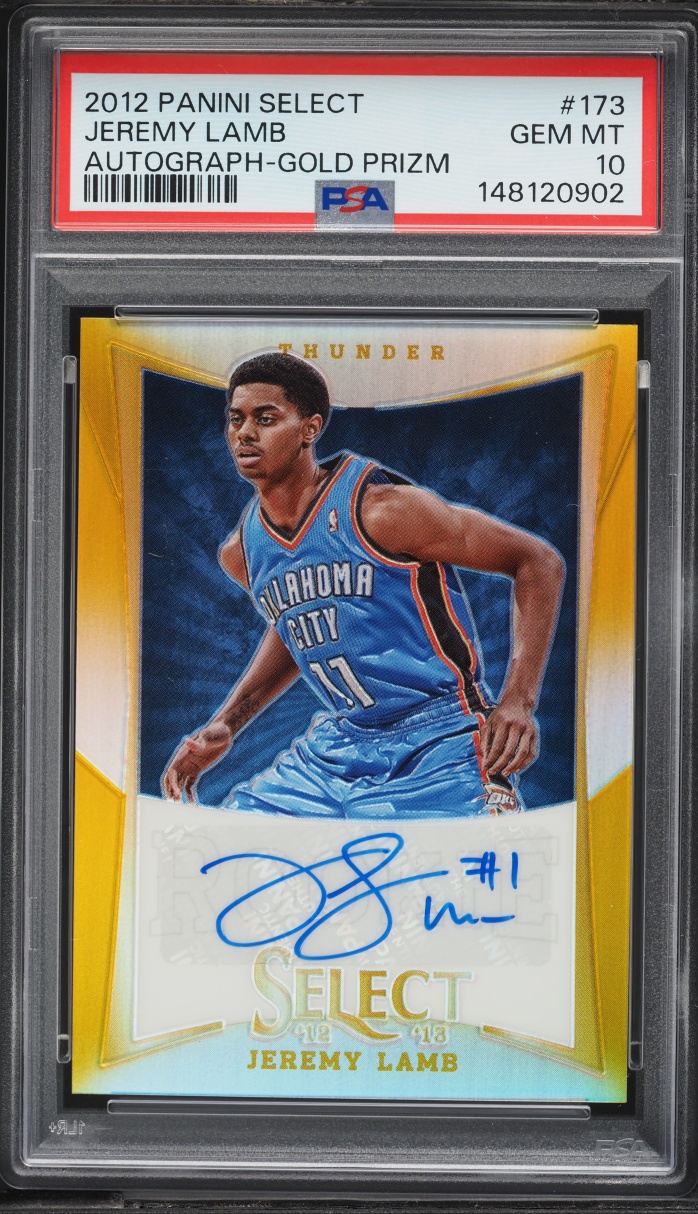 2012 Select Gold Prizm Jeremy Lamb ROOKIE AUTO /10 #173 PSA 10 GEM MINT