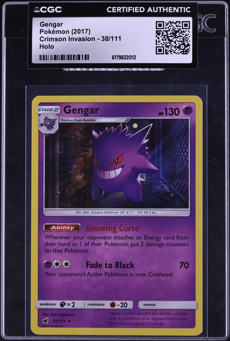 2017 Pokemon Sun & Moon Crimson Invasion Holo Gengar #38 CGC AUTH
