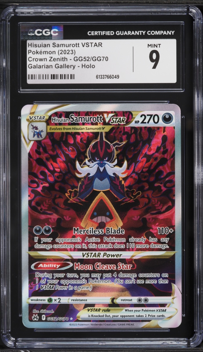2023 Pokemon Sword & Shield Crown Zenith Alt Art Hisuian Samurott VSTAR #GG52 CGC 9 MINT