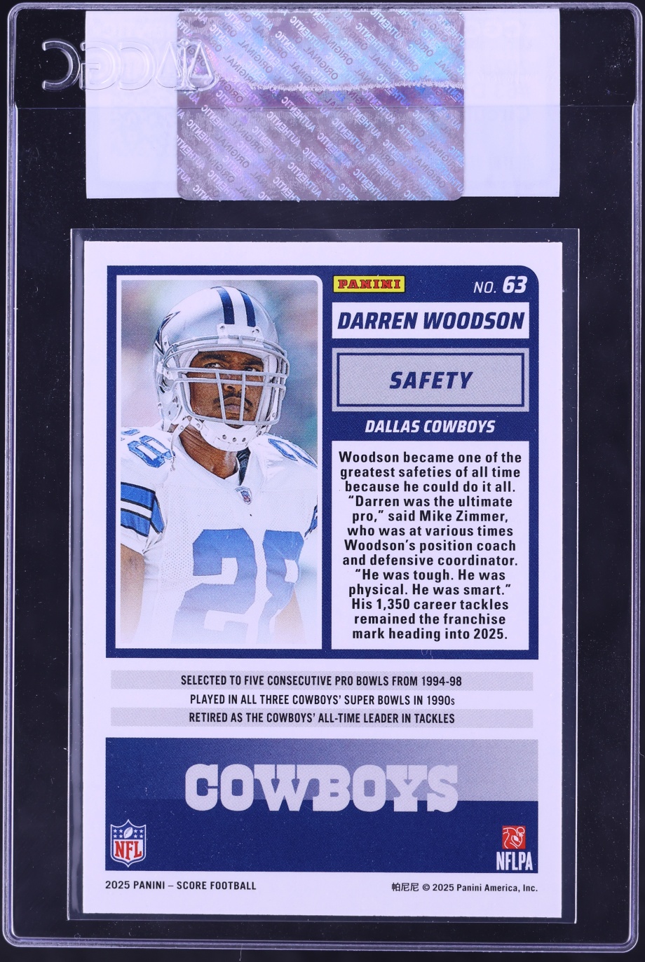 2025 Score Circular Darren Woodson /299 #63 CGC AUTH