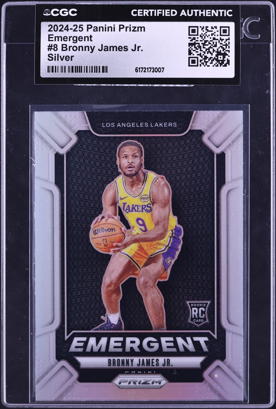 2024 Panini Prizm Emergent Silver Bronny James Jr. ROOKIE #8 CGC AUTH
