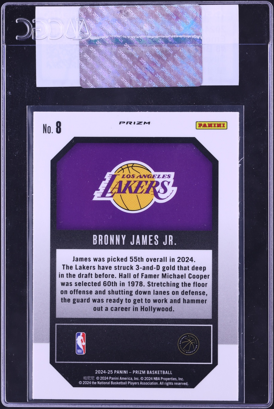 2024 Panini Prizm Emergent Silver Bronny James Jr. ROOKIE #8 CGC AUTH