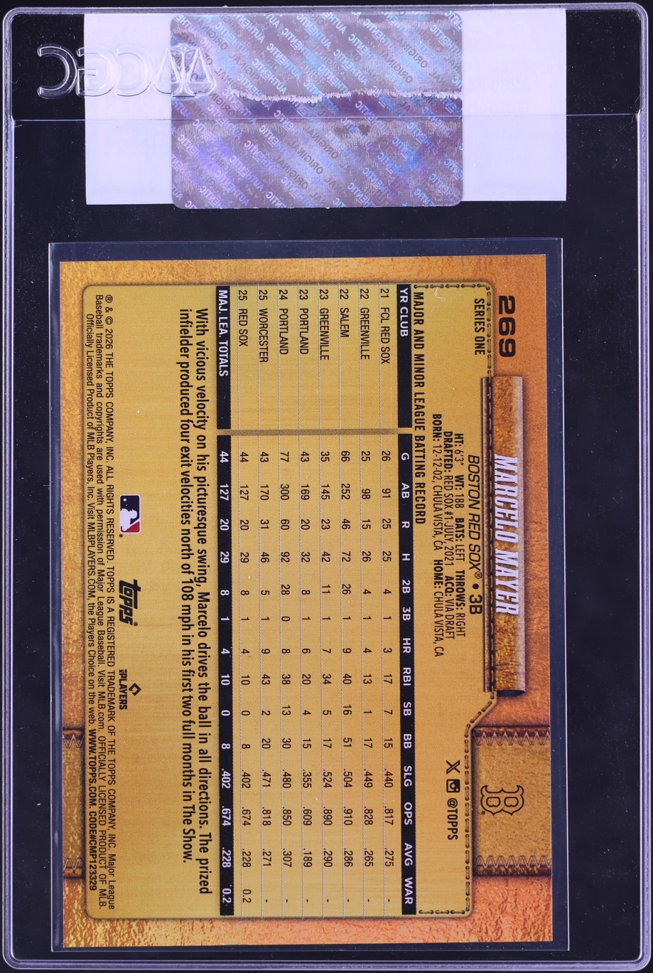 2026 Topps Golden Mirror Variation Marcelo Mayer #269 CGC AUTH