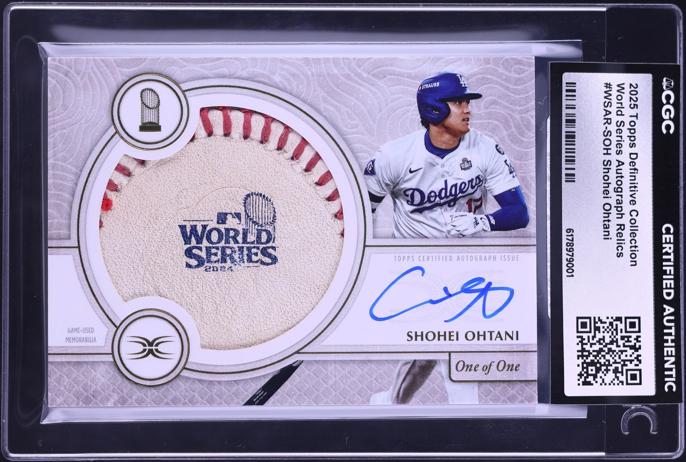 2025 Topps Definitive Collection World Series Shohei Ohtani RELIC AUTO 1/1 #WSAR-SOH CGC AUTH
