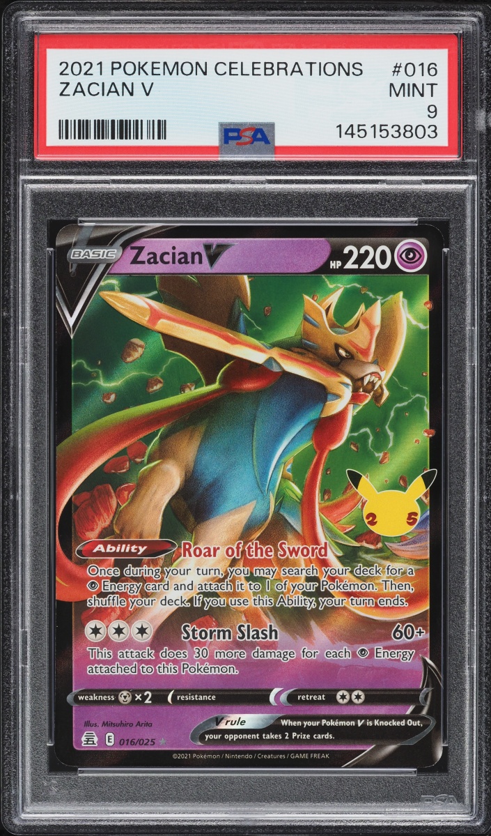 2021 Pokemon Sword & Shield Celebrations Holo Zacian V #16 PSA 9 MINT