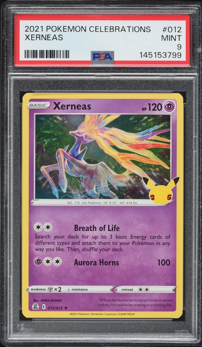 2021 Pokemon Sword & Shield Celebrations Xerneas #012 PSA 9 MINT