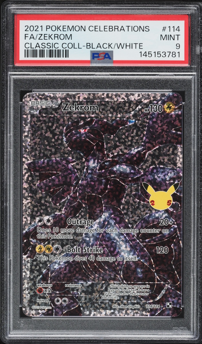 2021 Pokemon Sword & Shield Celebrations Full Art Zekrom #114 PSA 9 MINT
