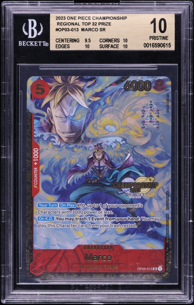 2022 One Piece Regional Championship Promo Top 32 Marco #OP03-013 BGS 10 PRISTINE