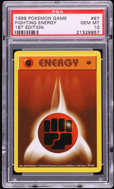1999 Pokemon Base Set Shadowless 1st Edition Fighting Energy #97 PSA 10 GEM MINT