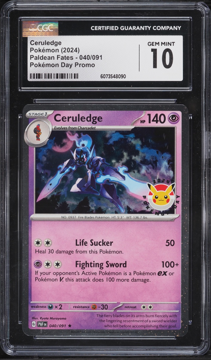 2024 Pokemon Scarlet & Violet Paldean Fates Day Promo Holo Ceruledge #40 CGC 10 GEM MINT