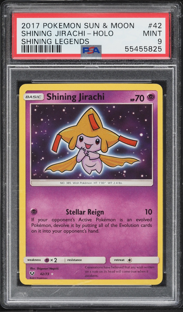 2017 Pokemon Sun & Moon Shining Legends Holo Shining Jirachi #42 PSA 9 MINT