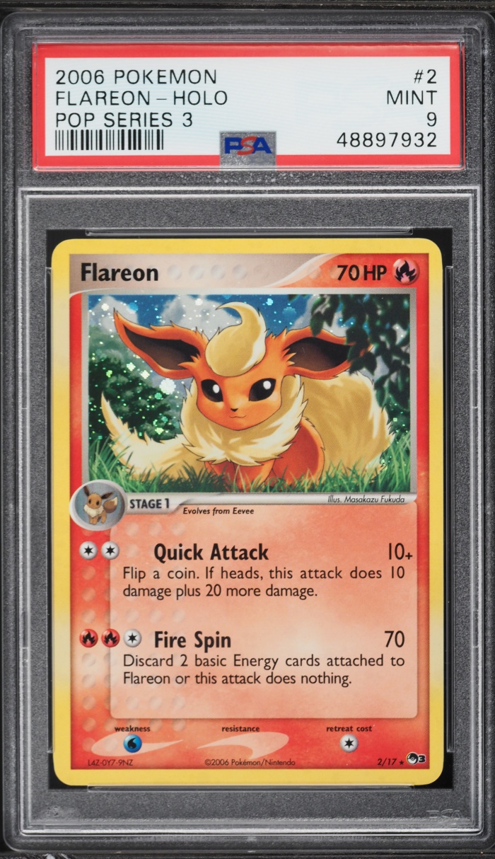2006 Pokemon POP Series 3 Holo Flareon #2 PSA 9 MINT