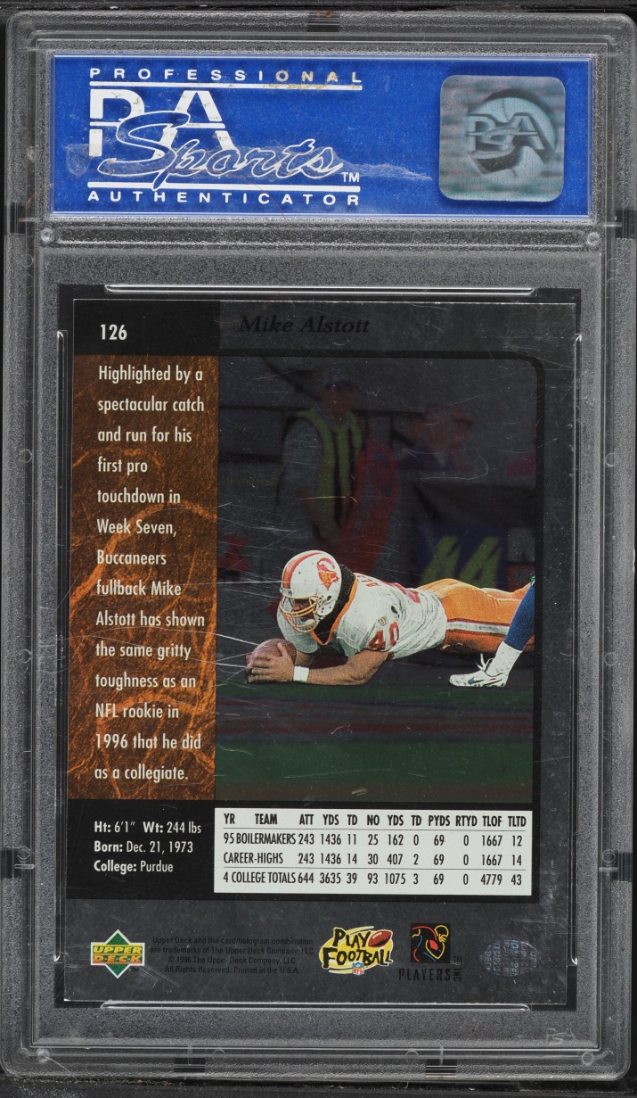 1996 SP Football Mike Alstott ROOKIE #126 PSA 8 NM-MT
