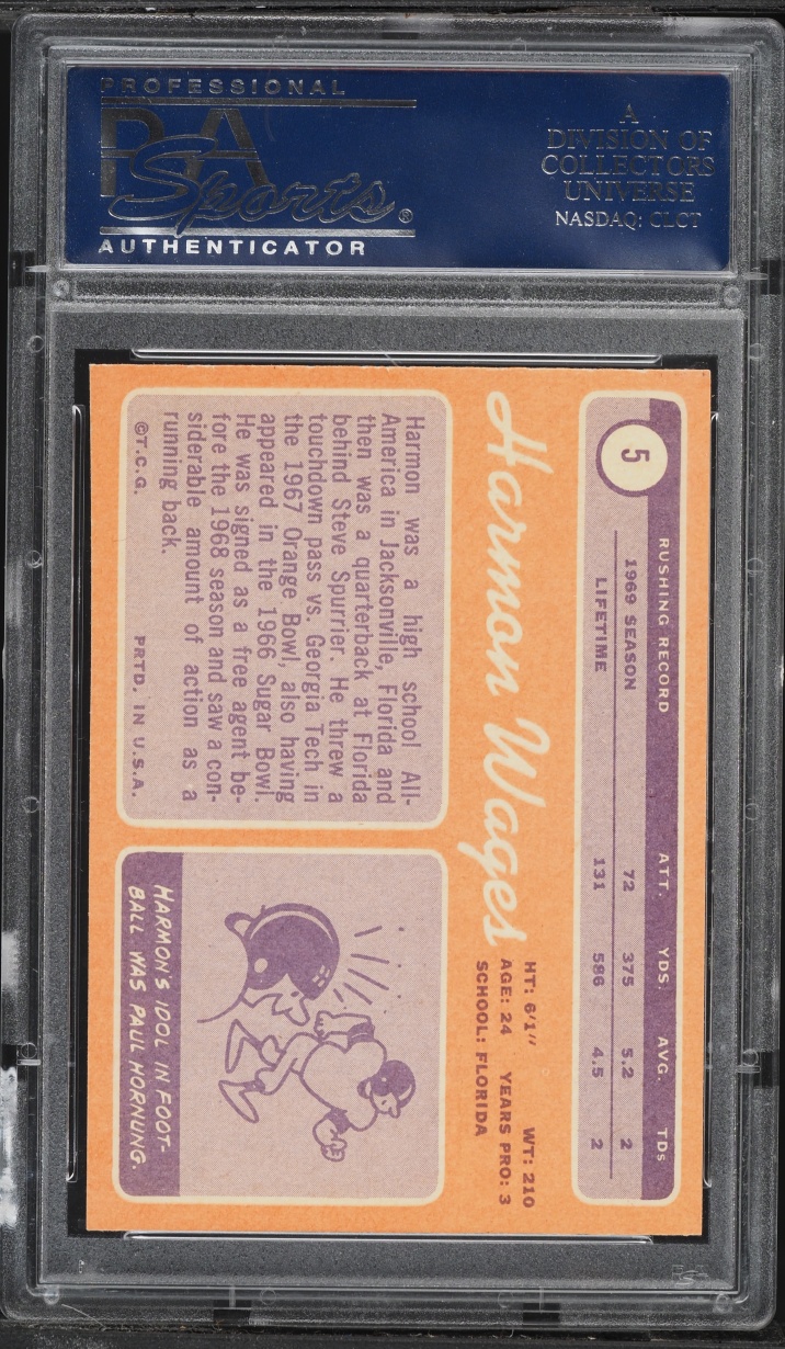 1970 Topps Football Harmon Wages #5 PSA 8 NM-MT