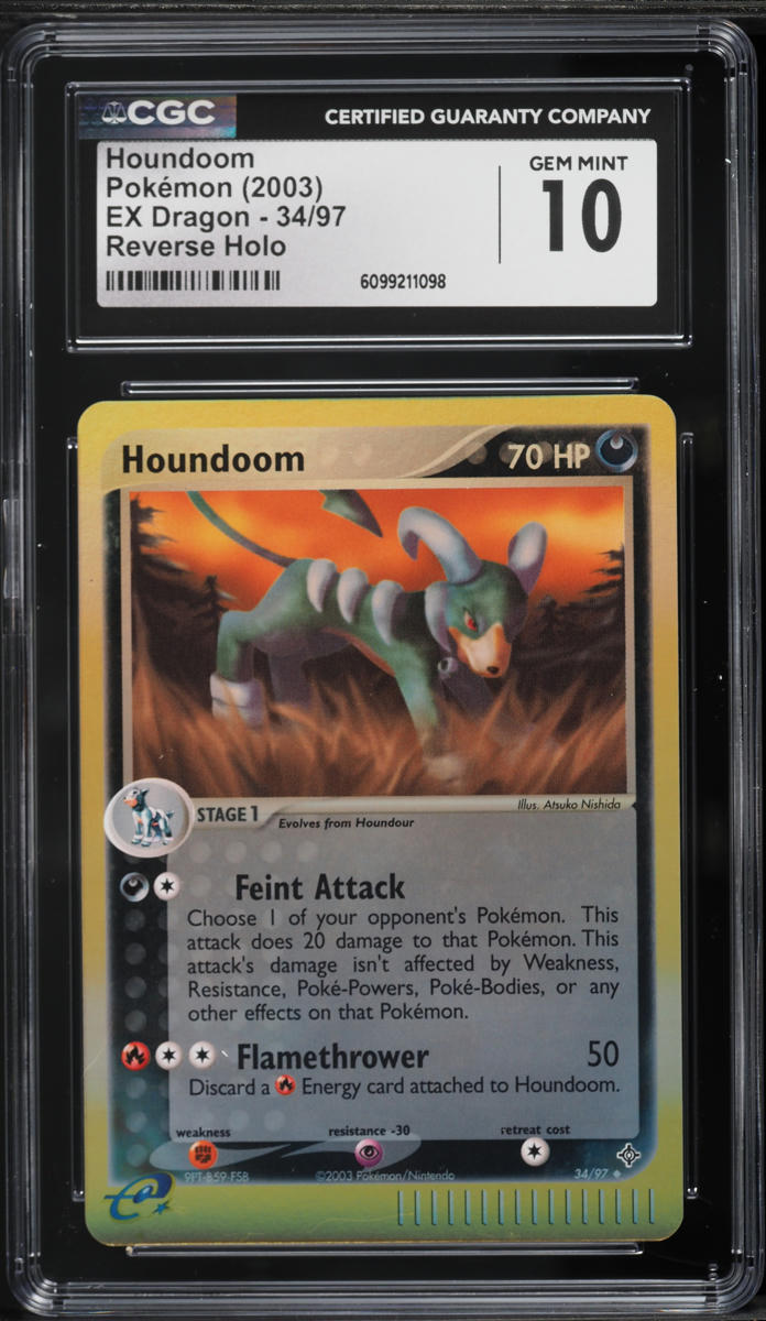 2003 Pokemon EX Dragon Reverse Holo Houndoom #34 CGC 10 GEM MINT