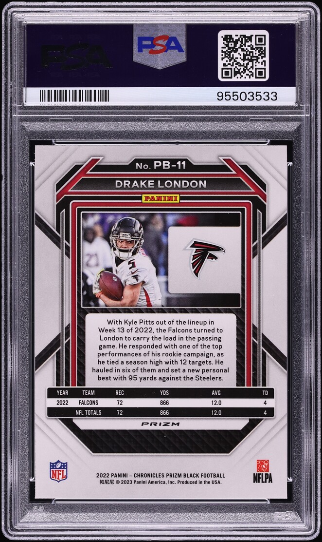 2022 Panini Chronicles Prizm Black Silver Drake London ROOKIE #PB11 PSA 10 GEM MINT