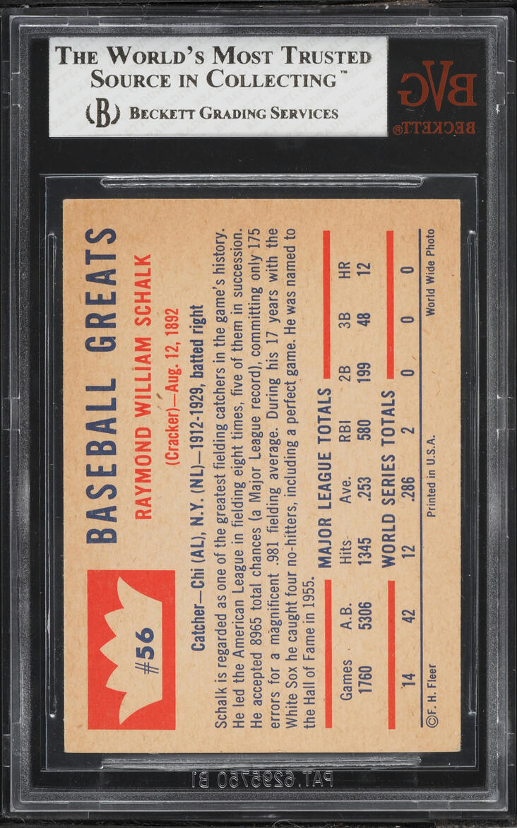 1960 Fleer Ray Schalk #56 BVG 5.5 EX+